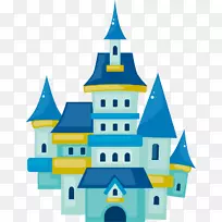 卡通画城堡剪辑艺术-蓝色城堡