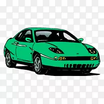 跑车车门紧凑型车绿色时尚卡通画绿色跑车