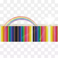 彩色铅笔画卡通半透明彩虹色铅笔