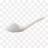 勺子蔗糖-白色勺子中的海盐