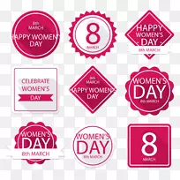 国际妇女节妇女载体-玫瑰红色妇女日标签材料