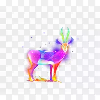 驯鹿鹿角图案图-彩色梦麋鹿