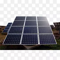 太阳能电池板光伏发电太阳能电池板下的阳光