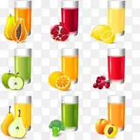 橙汁鸡尾酒奶昔饮料-各种果汁和蔬菜形象
