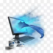 电脑监控笔记本电脑硬件个人电脑输出装置-蓝色创意
