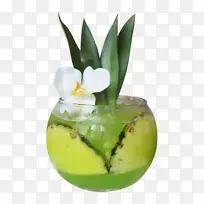 鸡尾酒装饰凯皮林哈椰子水喝菠萝-新鲜黄瓜片HQ图片