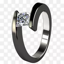 钛戒指订婚戒指立方氧化锆结婚戒指