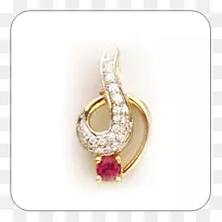 宝石耳环体珠宝魅力和吊坠-红宝石