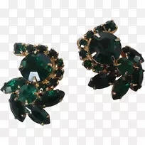 翡翠耳环体珠宝绿色仿宝石和莱茵石-翡翠