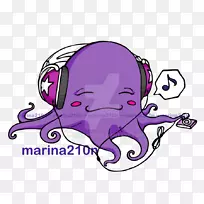 章鱼卡通剪贴画-紫色