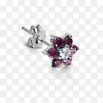 钻石紫水晶首饰耳环.钻石花耳环
