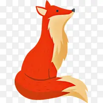 水彩狐狸 红色 动物形象