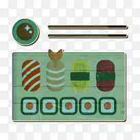 食物和餐厅图标 寿司图标 线条