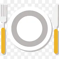 一个白色餐盘与刀叉