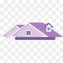 浅紫色矢量卡通木屋顶