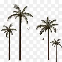 卡通手绘夏日椰树剪影