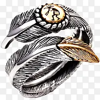 羽毛造型银戒指