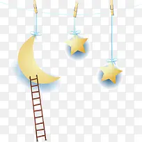星星月亮梯子卡通矢量素材