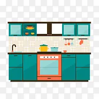 彩色厨房设计矢量