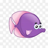 卡通海洋动物紫鱼