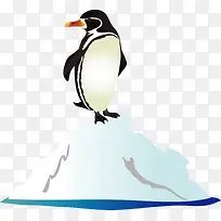 矢量手绘冰山上的企鹅