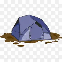 矢量插图污泥中搭起的帐篷