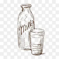 手绘牛奶瓶子图案