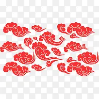 矢量红色祥云纹素材古典中国风