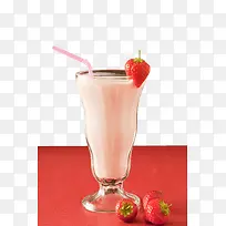 一杯草莓牛奶饮品
