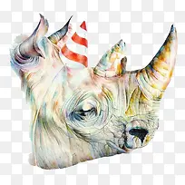 水彩犀牛插画