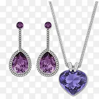 紫色砖石耳环和项链