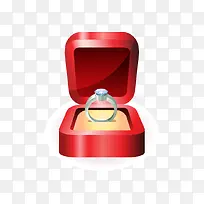 矢量结婚钻戒指环红色礼盒