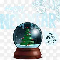 精美圣诞粉笔插画水晶球矢量素材
