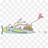 小兔飞机卡通装饰图