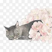 花丛猫素材图