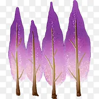 紫色梦幻手绘大树装饰