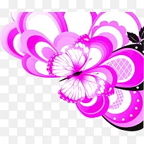 紫色手绘花朵蝴蝶设计