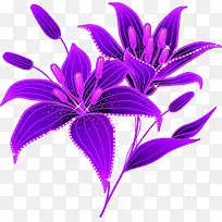 紫色卡通星光花朵设计