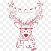 驯鹿圣诞节-圣诞简单铅笔圣诞鹿