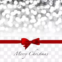 圣诞装饰红丝带礼品-圣诞卡片元素