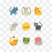猫画插图-卡通猫