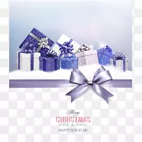 圣诞礼物圣诞老人-美丽的紫色礼品盒圣诞卡