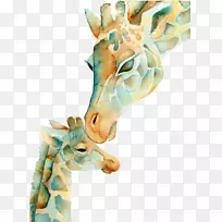 长颈鹿水彩画-长颈鹿