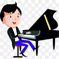 卡通网络钢琴素描弹钢琴