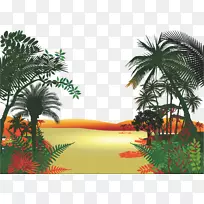 丛林卡通剪辑艺术-热带丛林