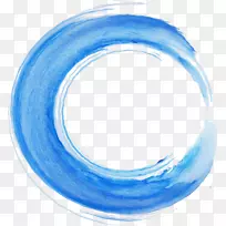 纹理水彩画喷雾器如果(我们)-蓝色圆水彩笔
