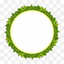 绿色圆剪贴画-绿叶装饰圆