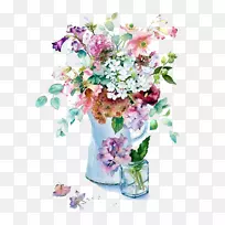 兰花在水彩画中的花景艺术水彩画中的水彩画
