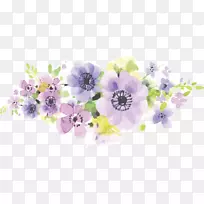 花卉设计花卉名片紫色手绘水彩紫色浪漫花