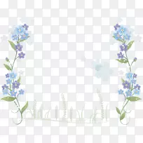 花蓝-手绘蓝色花朵边框